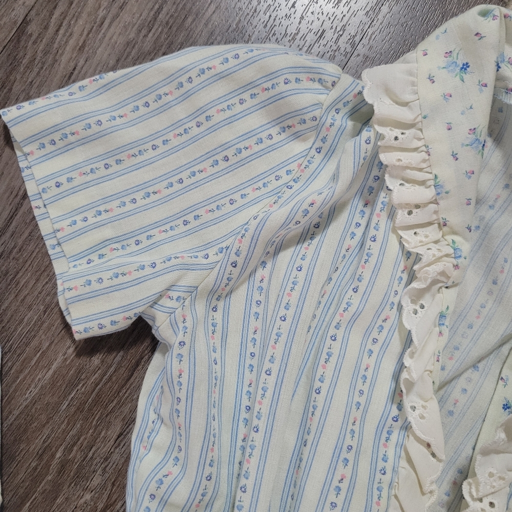 Vintage Girls Dress & Top Set Shabby Chic Prairie Calico Floral Cottagecore 8 - Picture 6 of 16